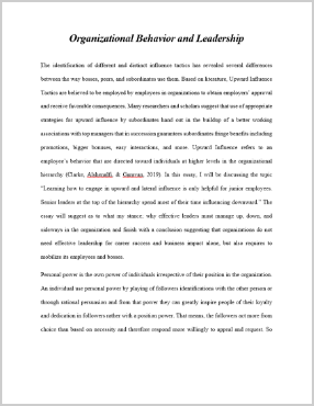 My Assignment Help - Organizational Behavior and Leadership